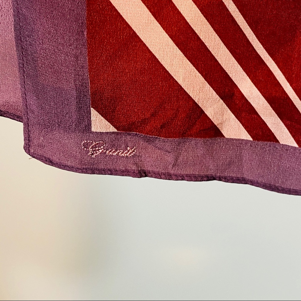 Pink & Burgundy Chevron Pure Silk Versatile Wear Scarf - Picture 10 of 14